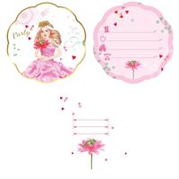Uitnodigingen Prinses Hotstamp (6st)