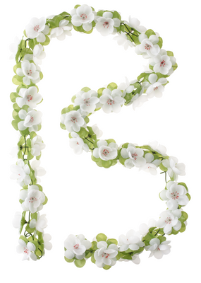 Basil roses garland - bloemenstreng - wit