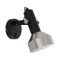 Steinhauer Zwart met RVS wandlampAcier - 3337ZW