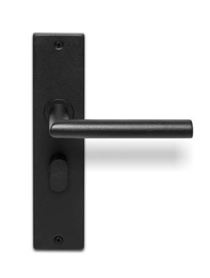 Deurklink Uno zwart basis op langschild vrij- en bezet 63mm