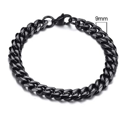 Stalen heren armband LGT JWLS Gourmet schakel Zwart 9mm-23cm