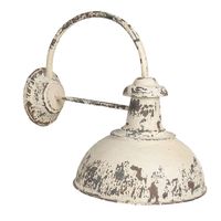 HAES DECO - Wandlamp - Industrial - Vintage / Retro Lamp, 47x30x40 cm - Wit Metaal - Ronde Muurlamp, Sfeerlamp