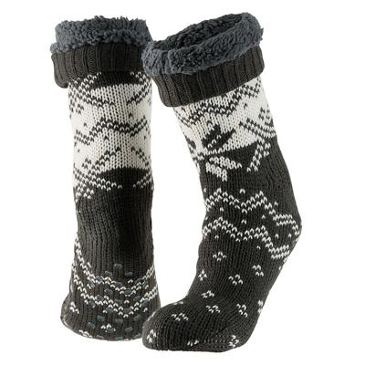 Huissokken/slofsokken Nordic print - grijs - heren - fleece gevoerd - maat 42-47 - extra warm Huissokken/slofsokken Nordic print - grijs - heren - fleece gevoerd - maat 42-47 - extra warm