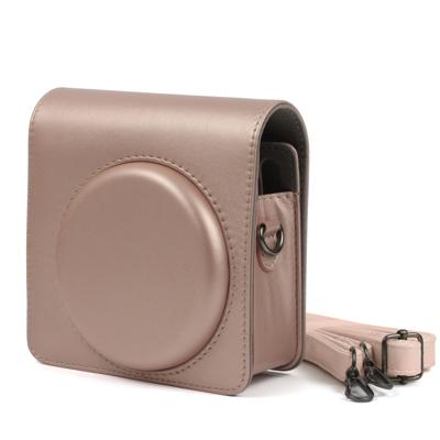 Parelwitte Lustre PU zaak leerzak voor FUJIFILM Instax SQUARE SQ6 Camera met verstelbare schouderband (lichtbruin)