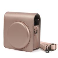 Parelwitte Lustre PU zaak leerzak voor FUJIFILM Instax SQUARE SQ6 Camera met verstelbare schouderband (lichtbruin)
