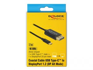 Delock 83710 USB-kabel Type-C naar DisplayPort (DP Alt Mode) 4K 60 Hz 2 m coaxiaal