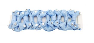 Red Horse invlechtstrikjes blauw met diamantjes 20 stk 2,5 cm