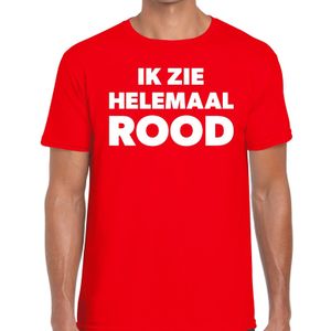 Ik zie helemaal rood tekst t-shirt rood heren