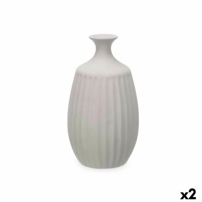 Vaas Grijs Keramisch 21 x 39 x 21 cm (2 Stuks) Strepen