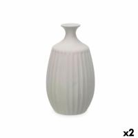 Vaas Grijs Keramisch 21 x 39 x 21 cm (2 Stuks) Strepen