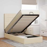 Ottoman bed met matras en LED's 80x200cm stof crèmekleurig