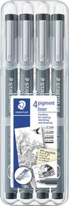 Staedtler fineliner Pigment Liner opstelbare box met 4 stuks (0,1 - 0,3 - 0,5 en 0,7 mm)