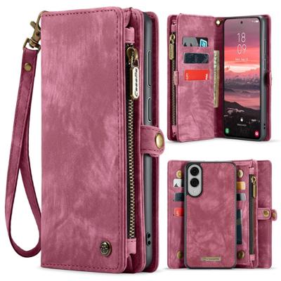Caseme Samsung Galaxy S25 Edge hoes - Vintage 2 in 1 portemonnee - Rood
