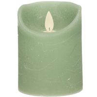 1x Jade groene LED kaarsen / stompkaarsen met bewegende vlam 10 cm - thumbnail