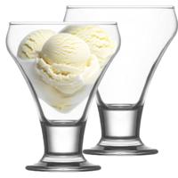 IJcoupes/ijs/dessert serveer schaaltjes - op voet - set 2x stuks - glas - 300 ml - thumbnail