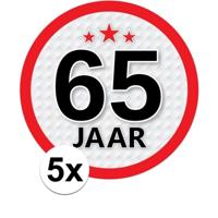 65 jaar leeftijd sticker - 5x - rond - Dia 15 cm - 65 jaar verjaardag - jubileum - leeftijd versieri
