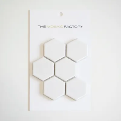 The Mosaic Factory Barcelona Mozaiek Tegel Hexagon - Extra Wit Porselein Geglazuurd 281x325 mm