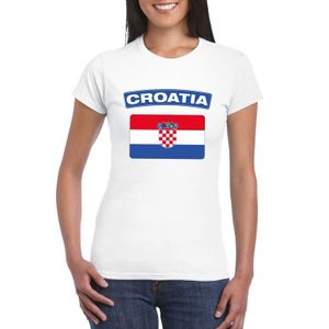 T-shirt met Kroatische vlag wit dames 2XL  -