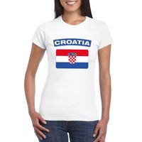 T-shirt met Kroatische vlag wit dames 2XL  - - thumbnail