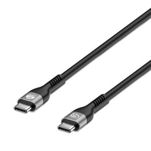 Manhattan USB-laadkabel USB-C stekker 2 m Zwart Stekker past op beide manieren, Afgeschermd (dubbel) 356367