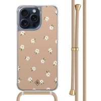 iPhone 15 Pro Max hoesje met beige koord - Sweet daisies