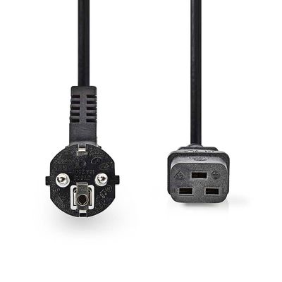 Nedis Stroomkabel | Type F (CEE 7/7) Male | IEC-320-C19 | Gehoekt | Recht | Vernikkeld | 2.00 m | Rond | PVC | Zwart | Doos - CEGB10300BK20