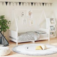 Kinderbedframe 80x160 cm massief grenenhout wit - thumbnail