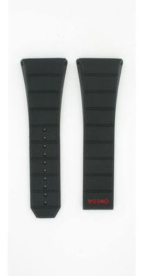 Horlogeband Omega 98000285 Rubber Zwart 30mm