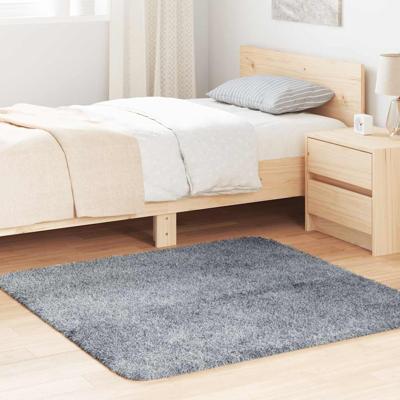 Hoogpolig vloerkleed NAVARRA 120x120 cm polyester lichtgrijs