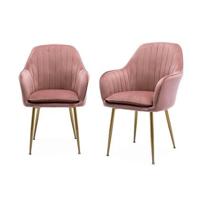 sweeek - Velours fauteuil met metalen poten (set van 2)