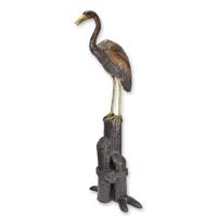 A BRONZE CRANE FOUNTAIN