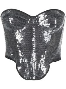 David Koma haut crop orné de sequins à encolure cœur - Gris