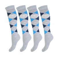 STAPP Horse Paardrijsokken Ruit 4-pack Grijs / Marine / Blauw-39/42