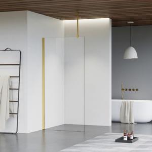 Fortifura Galeria inloopdouche - 50x200cm - helder glas - plafondarm - Geborsteld Messing PVD (Goud) SW797919/SW797910/SW804543