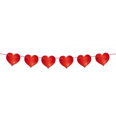 Slinger rode hartjes - 6 meter - Valentijn decoratie - bruiloft versiering - Valentijnsdag