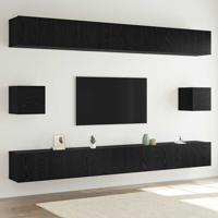 Tv-meubelset 8 pcs Zwart eiken 100 x 30 x 30 cm Bewerkt hout
