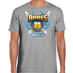 Wintersport verkleed t-shirt voor heren - apres skien - grijs - winter/apres ski outfit