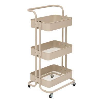 5Five Trolley - beige - 3 laags - 45 x 36 x 86 cm - mesh metaal - keuken/badkamer trolley