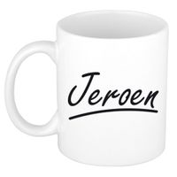 Naam cadeau mok / beker Jeroen met sierlijke letters 300 ml