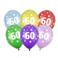 Ballonnen 60 jaar thema met sterretjes - 6x stuks - Verjaardag feestartikelen/versiering