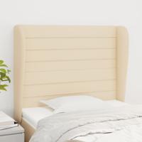 Hoofdbord met randen 83x23x118/128 cm stof crèmekleurig