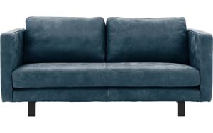 Goossens Excellent Bank Nuance blauw, leer, 3-zits, urban industrieel