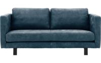 Goossens Excellent Bank Nuance blauw, leer, 3-zits, urban industrieel