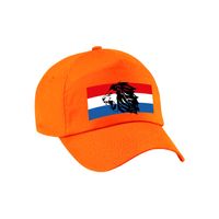 Holland supporter pet / cap met de oranje leeuw en Nederlandse vlag - EK / WK voor kinderen - thumbnail