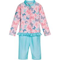 Playshoes zwempak lange mouw Vlinders Lichtroze-98-104