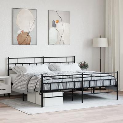 Bedframe met hoofd- en voeteneinde metaal zwart 200x200 cm