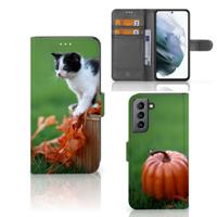 Samsung Galaxy S21 FE | Telefoonhoesje | Met pasjeshouder | Kitten