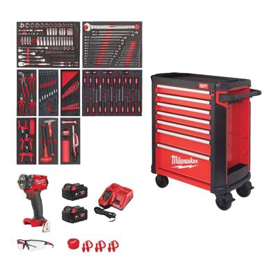 Milwaukee TOOLGUARD™ Gevulde stalen gereedschapswagen rood 78cm EU premium uitvoering 246-delig - 4932493817
