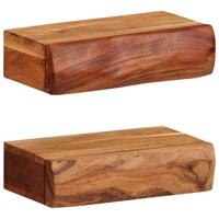 Wandschappen 2 st 30x17x8 cm massief acaciahout