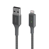 Belkin Boost Charge Lightning/ USB-A kabel met slimme led kabel 1,2 meter, Dubbel gevlochten nylon, CAA007bt04GR - thumbnail